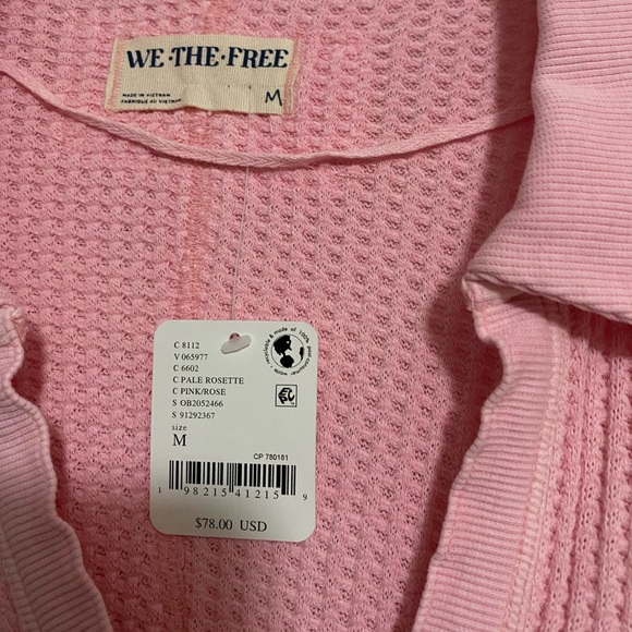 Free People Travis Waffle Polo Long Sleeve - Picture 3 of 4